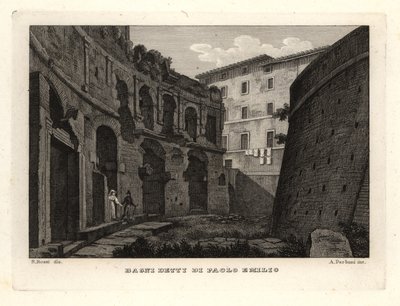Udsigt over Paolo Emilios bade ved Trajans Forum, Bagni Detti di Paolo Emilio af Unbekannt