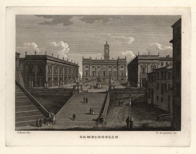 Udsigt over Capitoline Hill, Campidoglio, Rom, med Palazzo Senatorio af Unbekannt