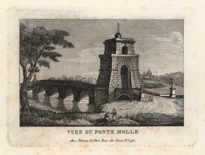 Udsigt over Milvian Bridge of Milvian Bridge, Ponte Molle, Rom af Unbekannt