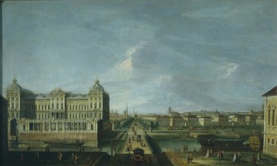 Udsigt over Nevsky Prospekt og Anichkov-paladset, anden halvdel af det 18. århundrede. af Unbekannt