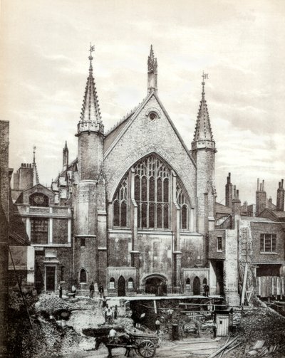 Udsigt over den østlige ende af Guildhall og det gamle bibliotek, City of London, 1886 af Unbekannt