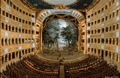 Udsigt over det indre af Teatro San Carlo, Napoli, 1800-tallet af Unbekannt