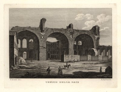 Udsigt over ruinerne af Fredens Tempel eller Vespasians Forum, Tempio della Pace, Rom af Unbekannt