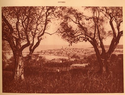 Udsigt gennem oliventræerne til Antibes, 1930. af Unbekannt