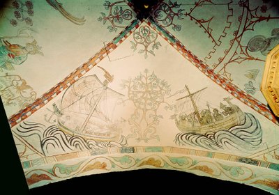 Vikingeskib med dragebov, 1300-tallet af Unbekannt