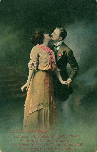 Vintage romantisk postkort af Unbekannt