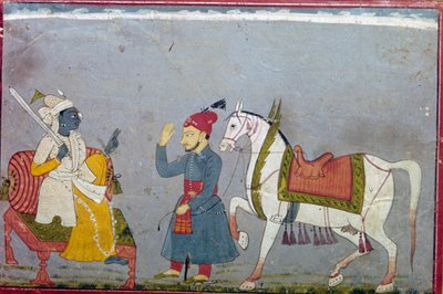 Vishnu i sin 10. inkarnation som den hvide time Kalki, 1710-1720 af Unbekannt