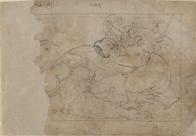 Vishnu om Garuda Slaying a Demon, midten af det 18. århundrede. af Unbekannt