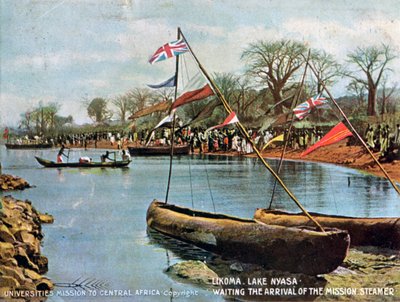 Venter på ankomsten af Mission Steamer, Likoma, Lake Nyasa, Afrika, 1904 af Unbekannt