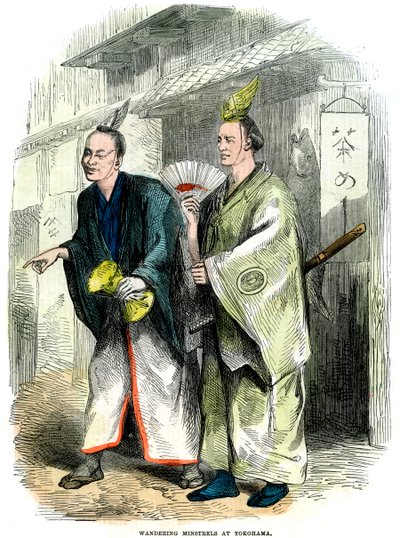 Vandrende minstreler i Yokohama, Japan, 1864 af Unbekannt