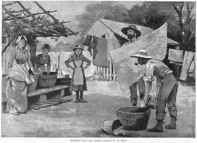 Vaskedag - Alle hænder kaldet ind for at hjælpe, 1889 af Unbekannt