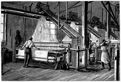 Væveskur udstyret med Jacquard power væve, c1880 af Unbekannt