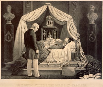 Wellington på besøg i Napoleons relikvier, 1800-tallet af Unbekannt