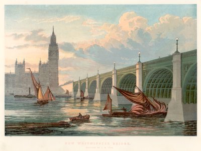 Westminster Bridge, London, set fra den sydlige bred af Themsen, 1858 af Unbekannt