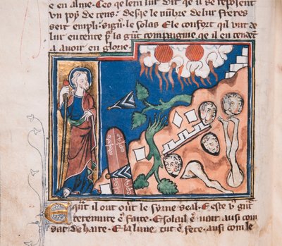 Når han rejser sig for at få jorden til at skælve... Miniature fra: Apocalypse de saint Jean, ca 1320. af Unbekannt