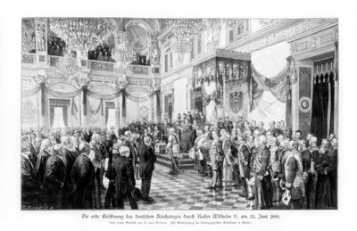 Wilhelm II og ministrene ved åbningen af rigsdagen den 25. juni 1888, 1900 af Unbekannt