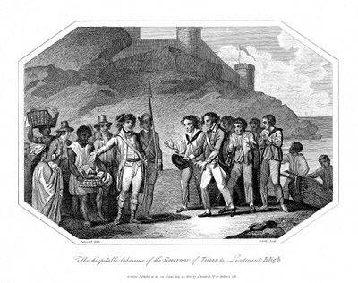 William Bligh, britisk flådeofficer modtaget af guvernøren i Timor, 14. juni 1789 1802 af Unbekannt