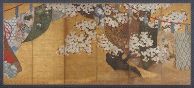 Vindskærm og kirsebærtræ, Edo-perioden, 1615-1868. af Unbekannt