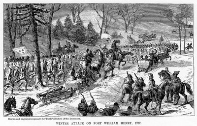 Vinterangreb på Fort William Henry, New York State, 1757, c1877 af Unbekannt