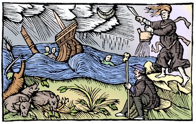Heks, der rejser en storm, 1562 af Unbekannt