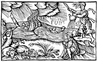 Heks, der rejser en storm, 1562 af Unbekannt