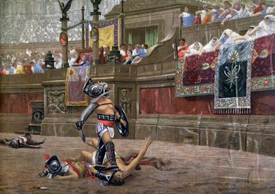 Med en drejet tommelfinger, Pollice Verso, 1872 af Unbekannt