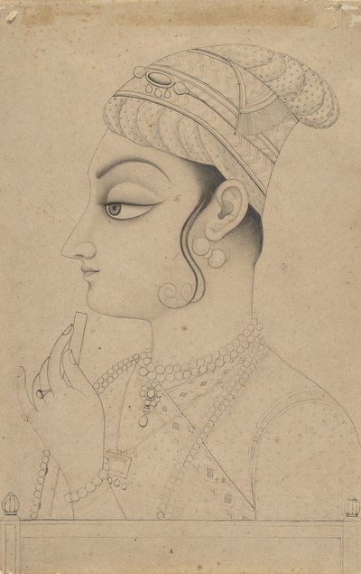 Kvinde med en fløjte og klædt ud som Krishna, midten til slutningen af det 18. århundrede. af Unbekannt