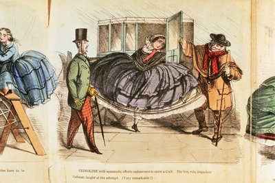 Kvinde, der kæmper for at komme ind i en taxa, c1860 af Unbekannt