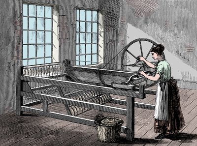 Kvinde ved hjælp af en Spinning Jenny, c1880 af Unbekannt