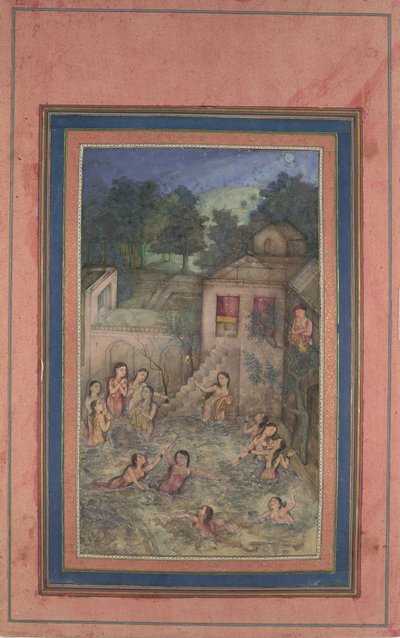 Women Bathing by Moonlight, Folio fra Davis Album, 1700-tallet. af Unbekannt