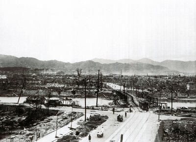 Anden Verdenskrig: ruinerne af Hiroshima efter atombomben, 6. august af Unbekannt
