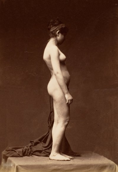 [Ung kvinde, nøgen, fuld figur i profil], 1860