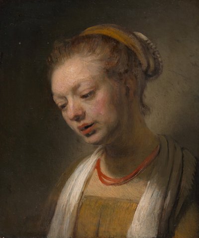 Ung kvinde med rød halskæde, ca. 1645. af Unbekannt