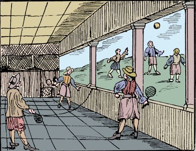 Unge mænd, der spiller en form for tennis, 1500-tallet af Unbekannt
