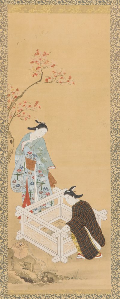 Ungdom og en jomfru nær en brønd, Edo-periode, 1615-1868. af Unbekannt