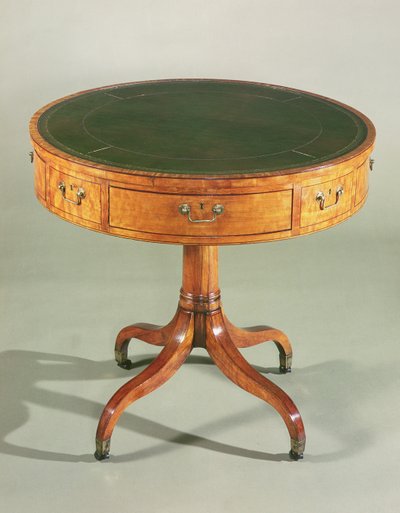 Et lille Sheraton satintræ trommebord. engelsk, ca. 1790 af Unbekannt Unbekannt