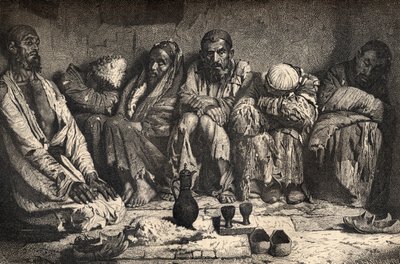 En opiumhule i Centralasien, illustration fra 