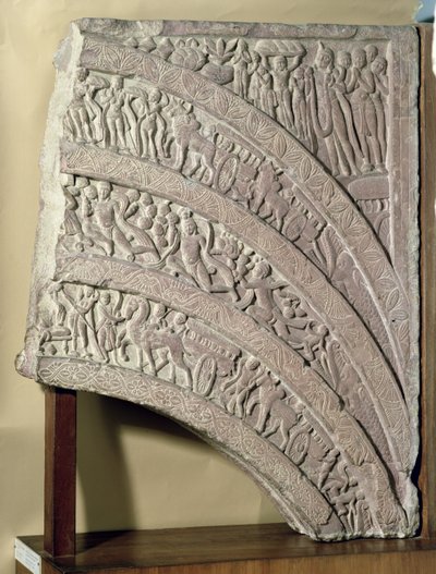 Architrave fra en gateway, rød sandsten, Mathura, UP, 2. århundrede e.Kr af Unbekannt Unbekannt