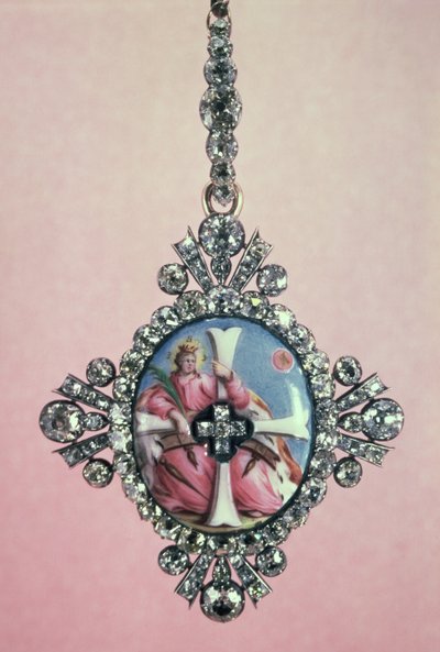 St. Catherine Orden, sølv prydet med brillantslebne diamanter og emalje miniature, 1770-80 af Unbekannt Unbekannt