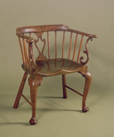 Burr taks og elmwood Windsor stol, ca. 1760 af Unbekannt Unbekannt