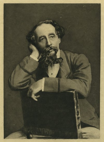 Charles Dickens, portræt efter fotografi af Herbert Watkins (f.1828) (mezzotint) af Unbekannt Unbekannt