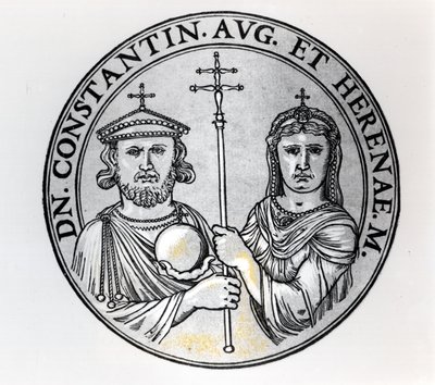 Konstantin VI (770-c.797 e.Kr.) og hans mor Irene (gravering) (bw foto) af Unbekannt Unbekannt