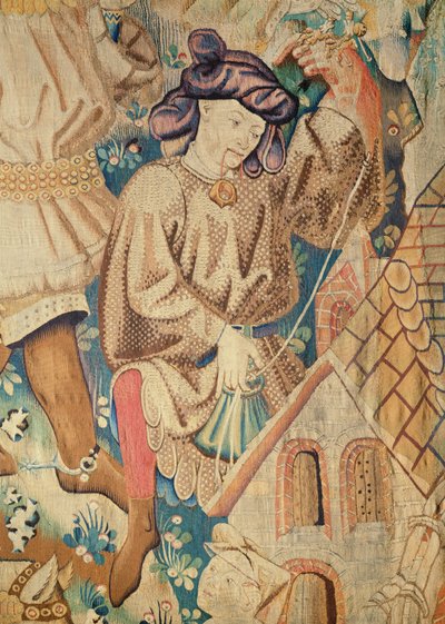 Detalje fra et af Devonshire Hunting Tapestries, Arras 1425-50 af Unbekannt Unbekannt