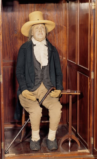 Balsameret krop af Jeremy Bentham som udstillet på University College af Unbekannt Unbekannt