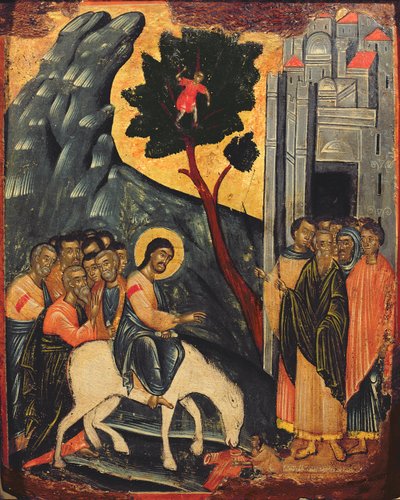 Indtog i Jerusalem, ikon fra de Ioniske øer, 1600-tallet af Unbekannt Unbekannt