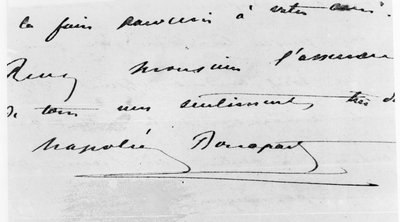 Håndskrift og signatur af Napoleon Bonaparte (1769-1821) (pen og blæk på papir) af Unbekannt Unbekannt