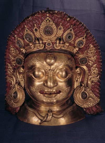 Leder af Bhairava, slutningen af det 17. århundrede (præget kobber, malet og forgyldt) af Unbekannt Unbekannt