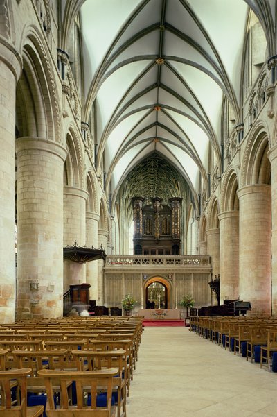 Skibets indre, Gloucester Cathedral, Gloucestershire, begyndelsen af det 12. århundrede af Unbekannt Unbekannt