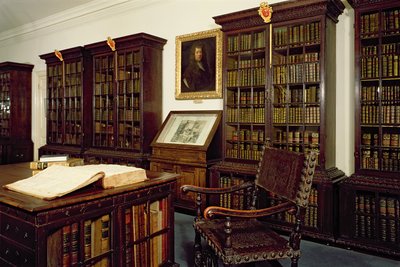 Indvendigt billede af Pepys Library, Magdalene College, Cambridge af Unbekannt Unbekannt