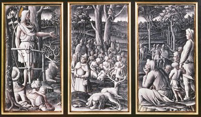 Limoges triptykon af Skt. Johannes Døberen prædiker i ørkenen, 1500-tallet af Unbekannt Unbekannt